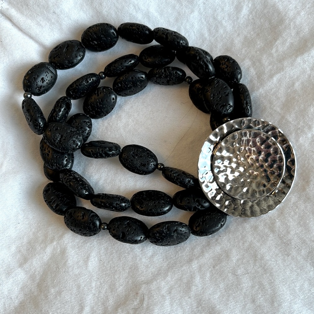 SILPADA lava stone triple strand bracelet With sterling clasp